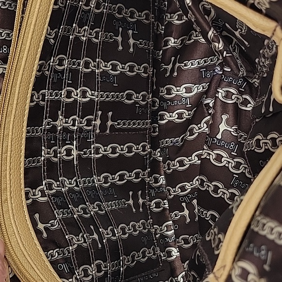 Tignanello Pebbled Leather Color Block Shoulder Bag Navy & Tan - Picture 15 of 16